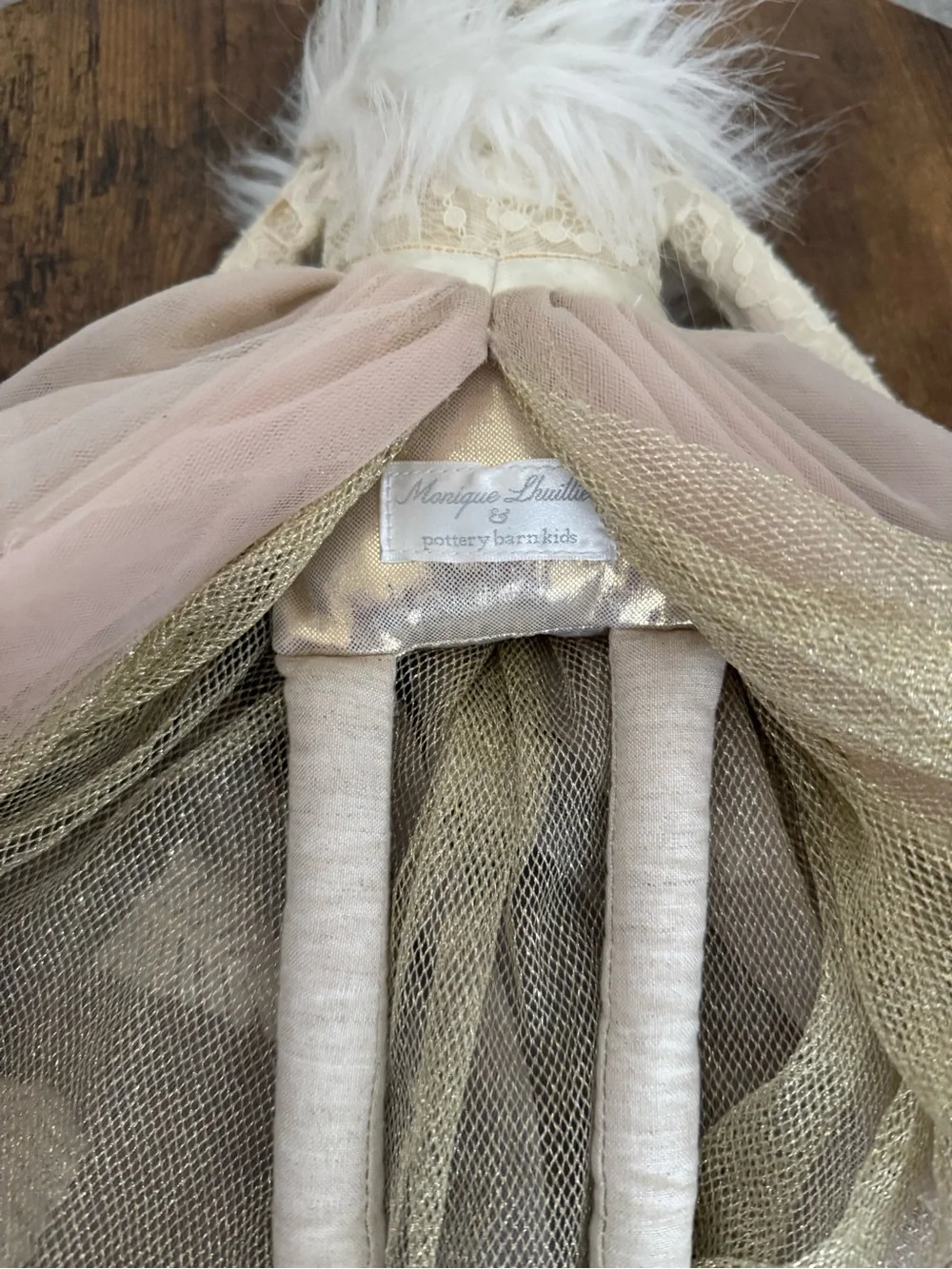 Pottery Barn Kids Cream and White Fabric Decorative Doll with Faux Fur